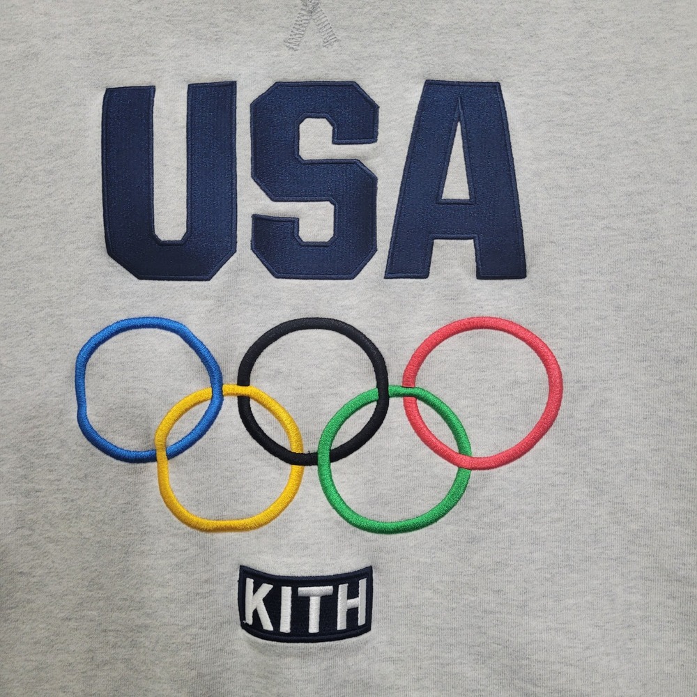 Kith Team USA Olympic Rings Crewneck Sweatshirt Heather Grey Small - Picture 3 of 13